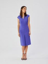 Stylove Sukienka w kolorze niebiesko-fioletowym rozmiar: XL. Niebieskie sukienki Stylove, xl, bez wzorów, bez kołnierzyka, bez ramiączek, midi. Za 298.95 zł.