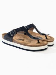 Sunbay Japonki "Xalapa" w kolorze granatowym rozmiar: 36. Niebieskie klapki Sunbay, bez wzorów, ze skóry, z otwartym noskiem, bez obcasa. Za 138.06 zł.