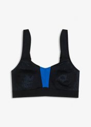 Biustonosz sportowy z mocnym podtrzymaniem. Czarne bielizna sportowa bonprix, bez wzorów. Za 124.99 zł.