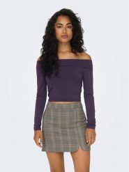 ONLY Bluzka 15302593 Fioletowy Slim Fit. Fioletowe bluzki Only, xl, bez wzorów, z syntetyku, bez kołnierzyka, bez ramiączek. Za 69.99 zł.