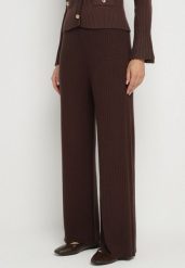 Brązowe Szerokie Spodnie High Waist z Wiskozą z Gumką w Pasie Essica. Brązowe spodnie materiałowe Born2be, na co dzień, l, z aplikacjami, z jeansu, z podwyższonym stanem. Za 99.99 zł.