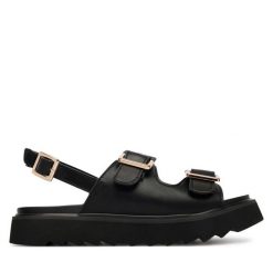 Sandały REPLAY. Czarne sandały Replay, bez wzorów, bez obcasa, na płaskiej podeszwie, bez zapięcia. Za 309.99 zł.