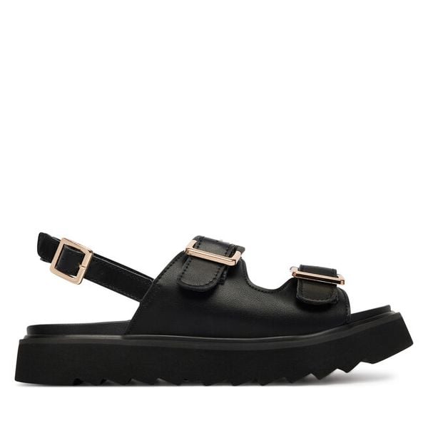 Sandały REPLAY. Czarne sandały Replay, bez wzorów, bez obcasa, na płaskiej podeszwie, bez zapięcia. Za 309.99 zł.