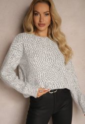 Szary Sweter z Dodatkiem Wiskozy o Kroju Oversize Tariael. Szare swetry Renee, na zimę, m, bez wzorów, z wiskozy, bez ramiączek. Za 59.99 zł.