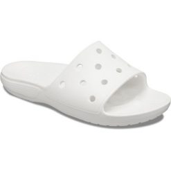 Japonki Crocs Classic Slide, Dla obu płci. Białe klapki Crocs, bez wzorów, z materiału, bez obcasa. Za 217.00 zł.