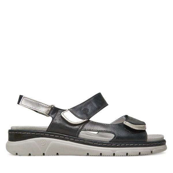 Sandały Suave. Czarne sandały Suave, bez wzorów, bez obcasa, na koturnie, bez zapięcia. Za 559.99 zł.