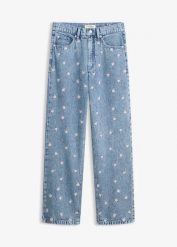 Jeansy straight, high waist, z bawełny. Niebieskie jeansy bonprix, bez wzorów, z podwyższonym stanem. Za 179.99 zł.