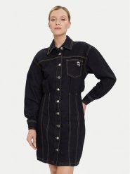 KARL LAGERFELD Sukienka jeansowa A4W13019 Granatowy Relaxed Fit. Niebieskie sukienki KARL LAGERFELD, xs, bez wzorów, z bawełny, bez kołnierzyka, bez ramiączek, koszulowe. Za 1,199.00 zł.