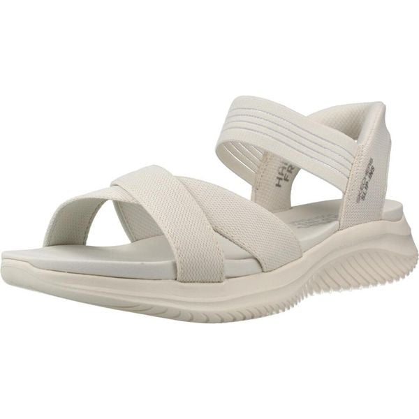Sandały SKECHERS 119975S Biały. Białe sandały Skechers, bez wzorów, z tkaniny, bez obcasa, bez zapięcia. Za 344.99 zł.
