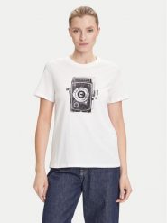 Weekend Max Mara T-Shirt Guglia 2525976031 Biały Regular Fit. Białe t-shirty Weekend Max Mara, m, bez wzorów, z bawełny, bez kołnierzyka, bez ramiączek. Za 439.99 zł.
