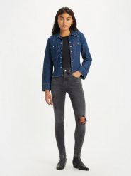 Levi´s Dżinsy "Mile" - Super Skinny fit - w kolorze antracytowym rozmiar: W26/L34. Czarne jeansy l, z aplikacjami, z podwyższonym stanem. Za 290.57 zł.
