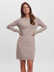 Vero Moda Sukienka dzianinowa "Vmdoffy" w kolorze beżowym rozmiar: XXL. Brązowe sukienki Vero Moda, s, bez wzorów, z dzianiny, bez kołnierzyka, bez ramiączek, maxi. Za 141.45 zł.