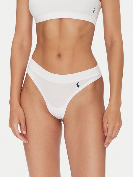 Polo Ralph Lauren Stringi 4P0511 Biały. Białe stringi Polo Ralph Lauren, bez wzorów, z bawełny. Za 119.99 zł.