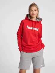 Bluza sportowa z kapturem damska Hummel Go Cotton Logo Hoodie Woman. Niebieskie bluzy Hummel, xl, bez wzorów, z bawełny, z kapturem. Za 198.10 zł.