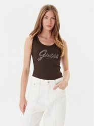 Guess Top W5YP00 KCXJ2 Brązowy Regular Fit. Brązowe topy Guess, xxl, z aplikacjami, z syntetyku, bez kołnierzyka, bez ramiączek. Za 179.99 zł.