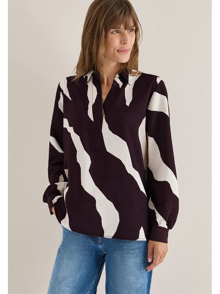 Cecil Bluzka w kolorze fioletowo-kremowym rozmiar: L. Brązowe bluzki Cecil, l, bez wzorów, bez kołnierzyka, bez ramiączek. Za 126.75 zł.