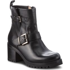 Botki UNISA - Ginos Ha Black. Czarne botki Unisa, z aplikacjami, ze skóry, bez obcasa, na obcasie, bez zapięcia. W wyprzedaży za 379.00 zł.