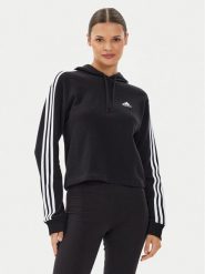Adidas Bluza Essentials 3-Stripes French Terry Crop Hoodie IC8767 Czarny Regular Fit. Czarne bluzy Adidas, l, bez wzorów, z bawełny, bez kaptura. Za 149.99 zł.