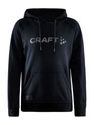 Craft CORE Craft hood W — klasyczna bluza z kapturem – Black. Czarne bluzy Craft, xs, bez wzorów, z bawełny, z kapturem. Za 300.00 zł.