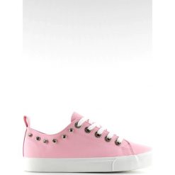 Trampki z cyrkoniami różowe BL122p Pink. Czerwone trampki ButyModne, bez wzorów, ze skóry, bez zapięcia. W wyprzedaży za 79.00 zł.
