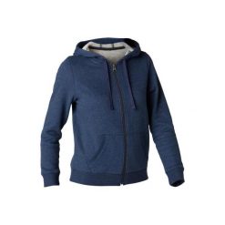 Bluza z kapturem na zamek Gym & Pilates 520 damska. Niebieskie bluzy DOMYOS, xl, bez wzorów, z bawełny, z kapturem. Za 59.99 zł.