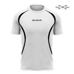 Unisex givova biegnąca koszula biała/czarna L - Oddychający i lekki. Białe koszule Givova, l, bez wzorów, bez kołnierzyka, bez ramiączek. Za 197.99 zł.