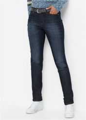 Dżinsy Mom mid waist, komfort-stretch. Niebieskie jeansy bonprix, bez wzorów. Za 97.99 zł.