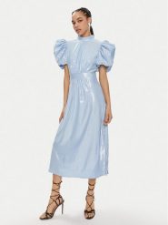 ROTATE Sukienka koktajlowa Dawnana 1122932322 Błękitny Regular Fit. Niebieskie sukienki ROTATE, bez wzorów, z syntetyku, wizytowe, bez kołnierzyka, bez ramiączek. Za 1,389.00 zł.