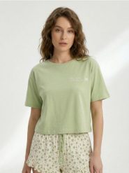 Bawełniana piżama dwuczęściowa z motywem koniczyny - zielony. Zielone piżamy Sinsay, bez wzorów, z bawełny, bez ramiączek. Za 39.99 zł.