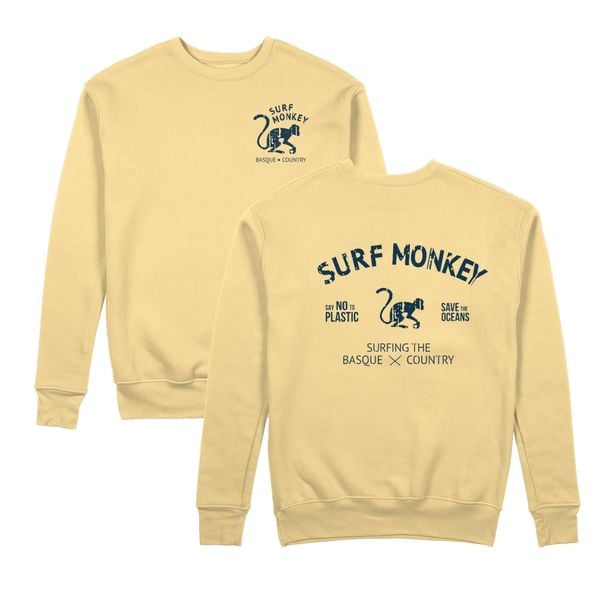 Bluza Save the Ocean – okrągły dekolt / dla dorosłych (żółta). Żółte bluzy SURF MONKEY, l, bez wzorów, z bawełny, bez kaptura. Za 309.95 zł.