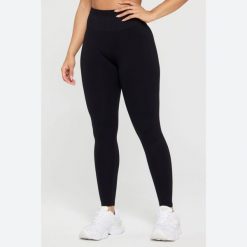 FABLETICS Damskie Legginsy Sportowe Wysoki Stan Seamless Scrunch. Czarne legginsy FABLETICS, l, bez wzorów, z materiału, z podwyższonym stanem. Za 299.99 zł.