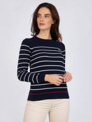 SIR RAYMOND TAILOR Sweter "Nina" w kolorze granatowo-białym rozmiar: XL. Niebieskie swetry Sir Raymond Tailor, xl, z aplikacjami, z bawełny, bez ramiączek. Za 113.90 zł.