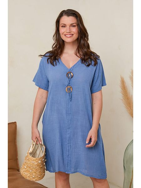 Curvy Lady Sukienka w kolorze błękitnym rozmiar: 48/50. Niebieskie sukienki Curvy Lady, z aplikacjami, z wiskozy, klasyczne, bez kołnierzyka, bez ramiączek, midi. Za 84.01 zł.