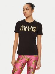 Versace Jeans Couture T-Shirt 78HAHT01 Czarny Regular Fit. Czarne t-shirty Versace Jeans Couture, xs, bez wzorów, z bawełny, bez kołnierzyka, bez ramiączek. Za 259.99 zł.