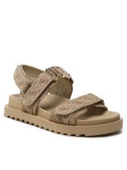 Guess Sandały Fabelis2 FL6FB2 FAL03 Brązowy. Brązowe sandały Guess, z aplikacjami, z materiału, bez obcasa, na płaskiej podeszwie, bez zapięcia. Za 409.99 zł.