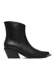 JENNY Botki CEO-R25AW00805 Czarny. Czarne botki Jenny, bez wzorów, z materiału, bez obcasa, na słupku, bez zapięcia. Za 189.99 zł.