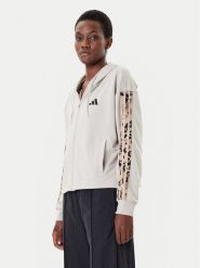 Adidas Bluza Animal Print 3-Stripes JM1860 Beżowy Loose Fit. Brązowe bluzy Adidas, s, bez wzorów, z bawełny, bez kaptura. Za 279.99 zł.