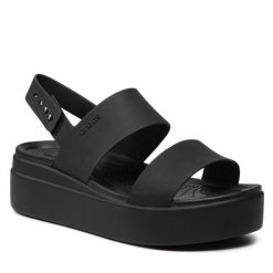 Sandały Crocs. Czarne sandały Crocs, bez wzorów, bez obcasa, na koturnie, bez zapięcia. Za 171.99 zł.