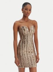 Marciano Guess Sukienka koktajlowa 6RGK00 6357A Złoty Slim Fit. Żółte sukienki Marciano Guess, z aplikacjami, z syntetyku, wizytowe, bez kołnierzyka, bez ramiączek. Za 1,220.00 zł.