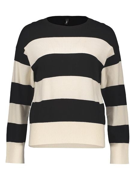 ONLY Sweter "Senta" w kolorze czarno-kremowym rozmiar: M. Brązowe swetry Only, m, bez wzorów, bez ramiączek. Za 94.95 zł.