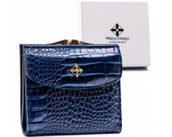 Portfel damski Milano Design SF-1815-JM granatowy. Niebieskie portfele MILANO DESIGN, bez wzorów, ze skóry ekologicznej. Za 37.99 zł.