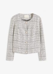 Kardigan z bawełnianej tkaniny boucle. Czarne kardigany bonprix, bez wzorów, z bawełny. Za 149.99 zł.