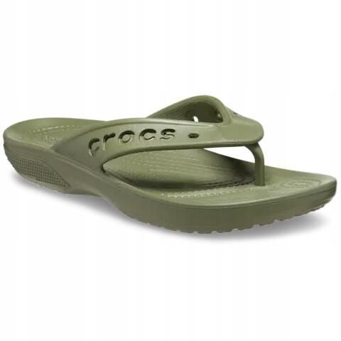 Japonki Dla Dorosłych Crocs Baya II Flip. Zielone klapki Crocs, bez wzorów, z materiału, bez obcasa. Za 89.99 zł.