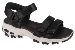 Sandały Kobieta Skechers D´Lites-Fresh Catch czarny. Czarne sandały Skechers, bez wzorów, z materiału, eleganckie, bez obcasa, bez zapięcia. Za 279.99 zł.