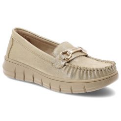 Mokasyny damskie Vinceza, cholewka ze skóry naturalnej o metalicznym wykończeniu wsuwany fason, złote, 39981. Żółte mokasyny VINCEZA, bez wzorów, ze skóry, bez obcasa. Za 159.00 zł.