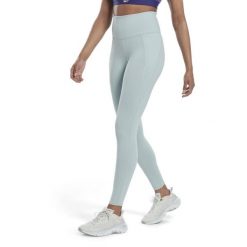 Damskie legginsy z wysokim stanem Reebok Lux. Niebieskie legginsy Reebok, s, bez wzorów, z podwyższonym stanem. W wyprzedaży za 197.75 zł.