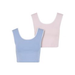 Krótkie topy damskie Urban Classics Contrast. Niebieskie topy Urban Classics, bez wzorów, bez kołnierzyka, bez ramiączek. Za 142.00 zł.