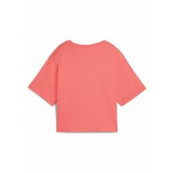 Damska luźna koszulka z logo NO.1 ESS Cropped PUMA Peach Frost Red. Czerwone bluzki Puma, xl, bez wzorów, z jeansu, sportowe, bez kołnierzyka, bez ramiączek. Za 99.00 zł.