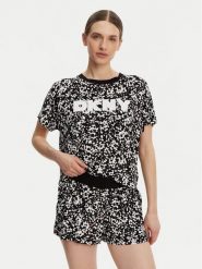 DKNY Piżama YI80044 Czarny Regular Fit. Czarne piżamy DKNY, bez wzorów, z wiskozy, bez ramiączek. Za 209.99 zł.