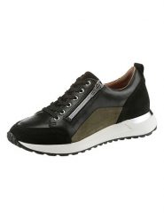 Heine Skórzane sneakersy w kolorze czarno-oliwkowym rozmiar: 39. Brązowe trampki Heine, bez wzorów, bez zapięcia. Za 162.11 zł.